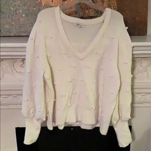 Cream v cut ball madewell sweater.